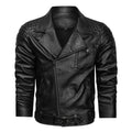 Men's Retro PU Leather Motorcycle Jacket with Classic Lapel Design