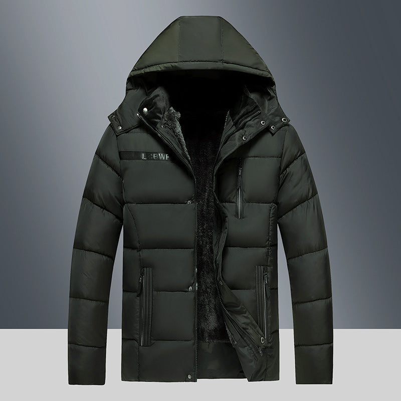 Men's Fleece Lined Cotton Jacket for Winter Warmth and Comfort