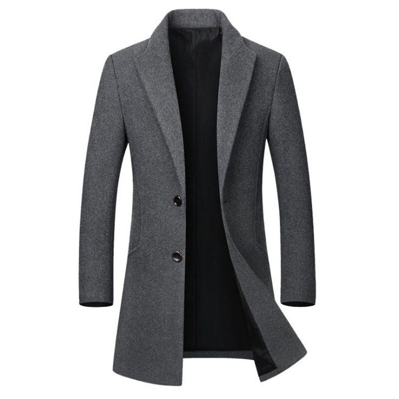 Men's Classic Wool Trench Coat Elegant Vintage Old Money Style