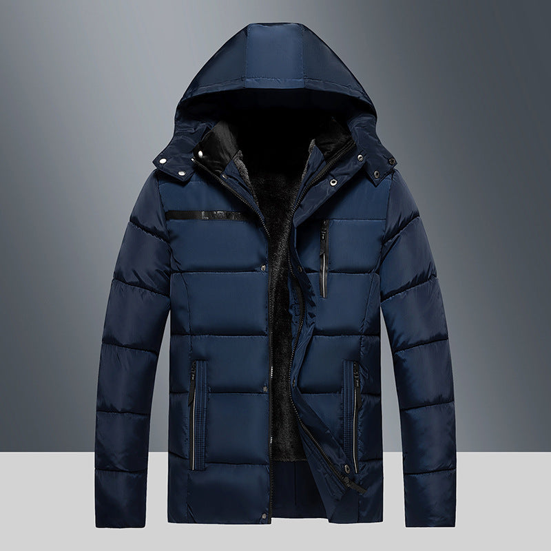 Men's Fleece Lined Cotton Jacket for Winter Warmth and Comfort