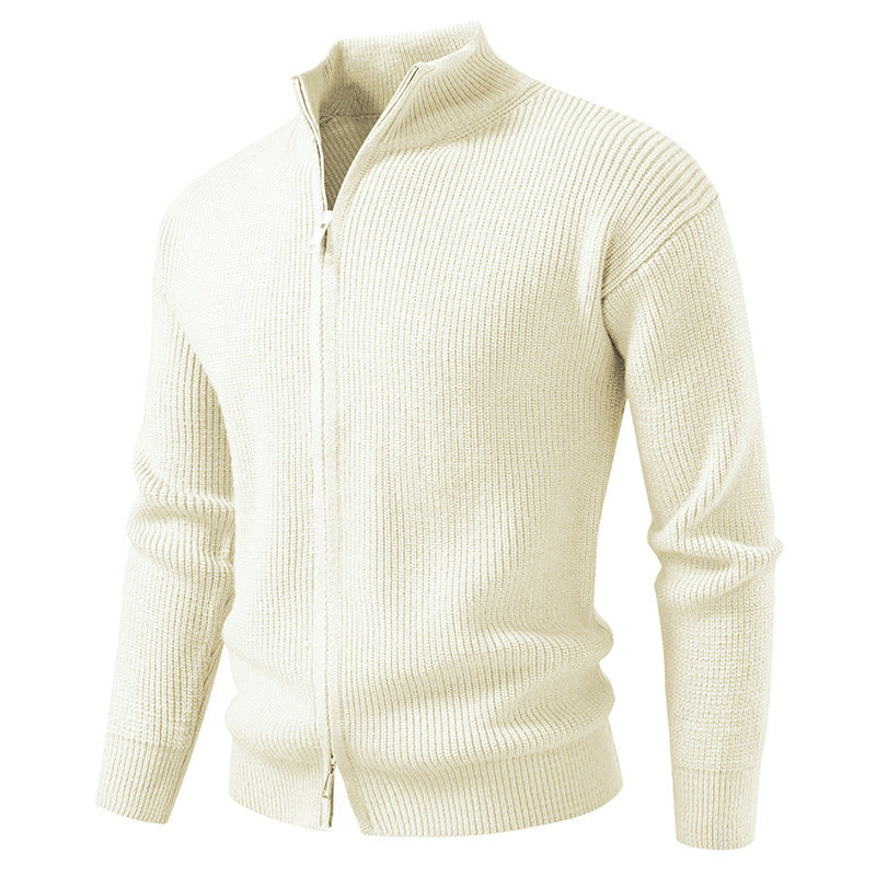Men's Slim Fit Cotton Cardigan Sweater with Front Zipper Closure
