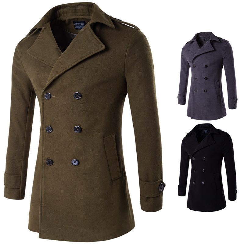 Men's Double Breasted Trench Coat Elegant Winter Classic Fashion