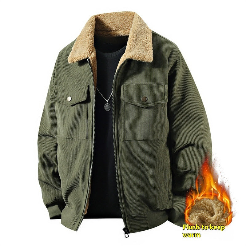 Men's Corduroy Fleece Coat for Warmth Comfort and Casual Style