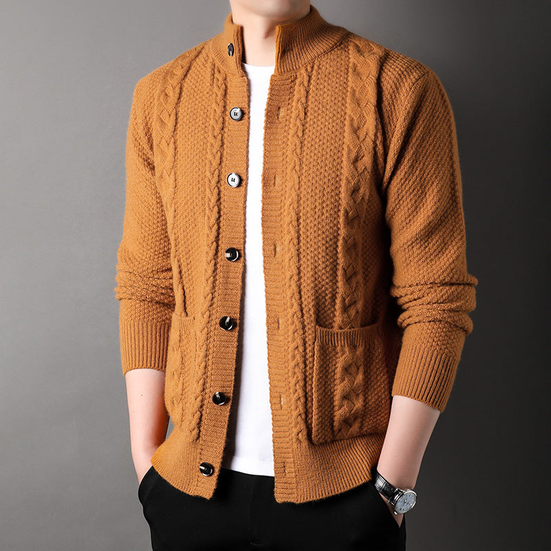 Men's Retro Jacquard Knit Cardigan for Warmth and Everyday Style