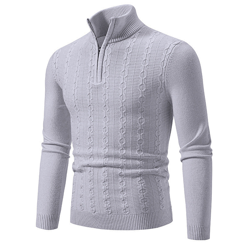 Men's Slim Fit Knitwear Sweater with High Neck Casual Style