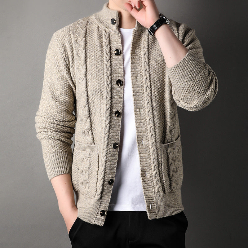 Men's Retro Jacquard Knit Cardigan for Warmth and Everyday Style
