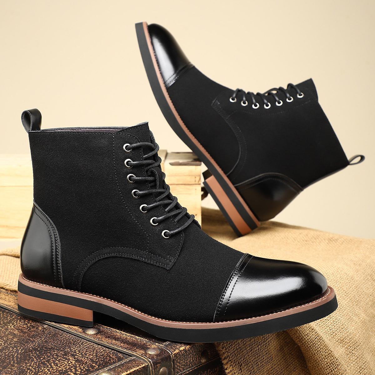 Men's Casual Leather Martin Boots Trendy Stylish All Match Footwear