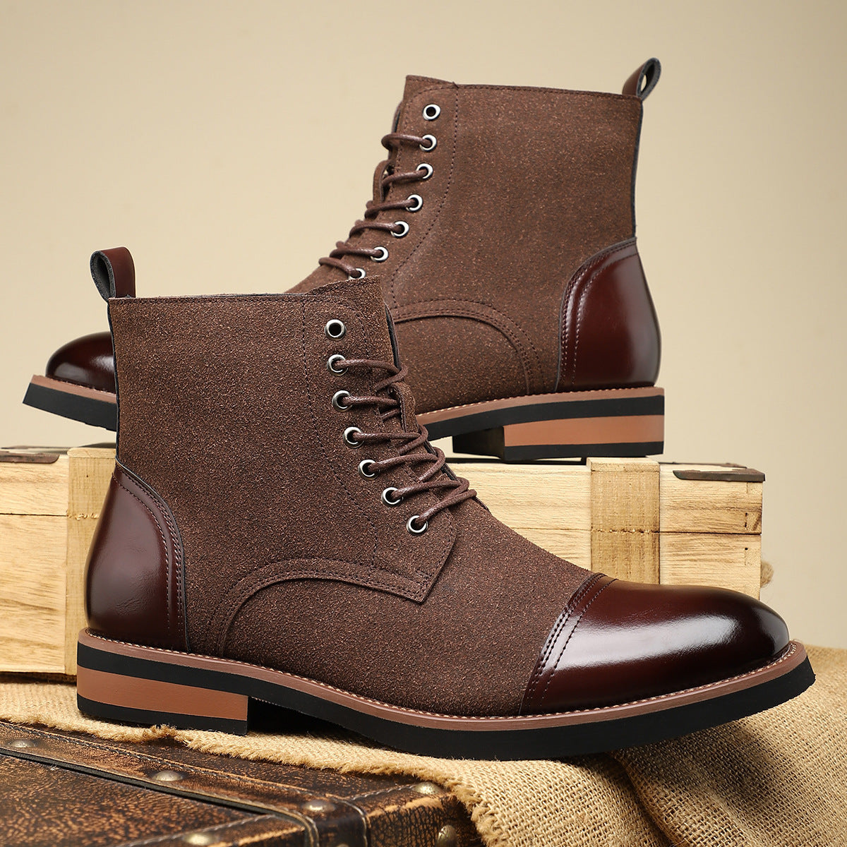 Men's Casual Leather Martin Boots Trendy Stylish All Match Footwear
