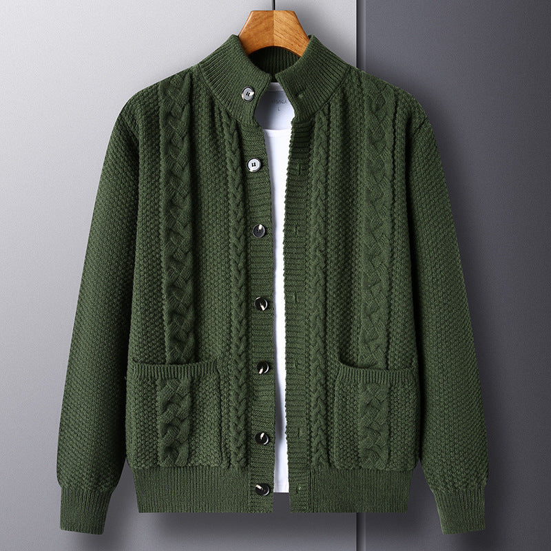 Men's Retro Jacquard Knit Cardigan for Warmth and Everyday Style